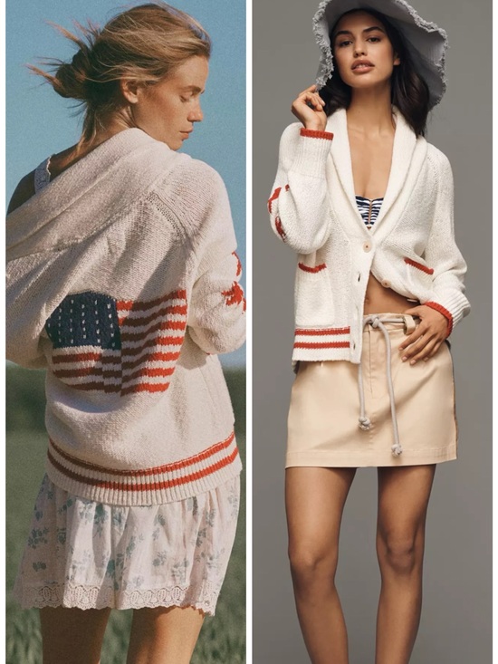 Anthropologie Sweaters - Maeve Shawl Collar American Flag
Cardigan Sweater SZ S